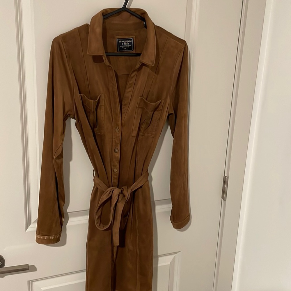 Suede button down dress